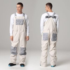 Unisex Gray and White Ski Overalls